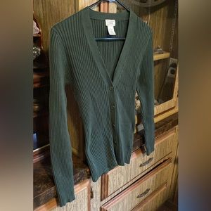 Green L.L Bean cardigan